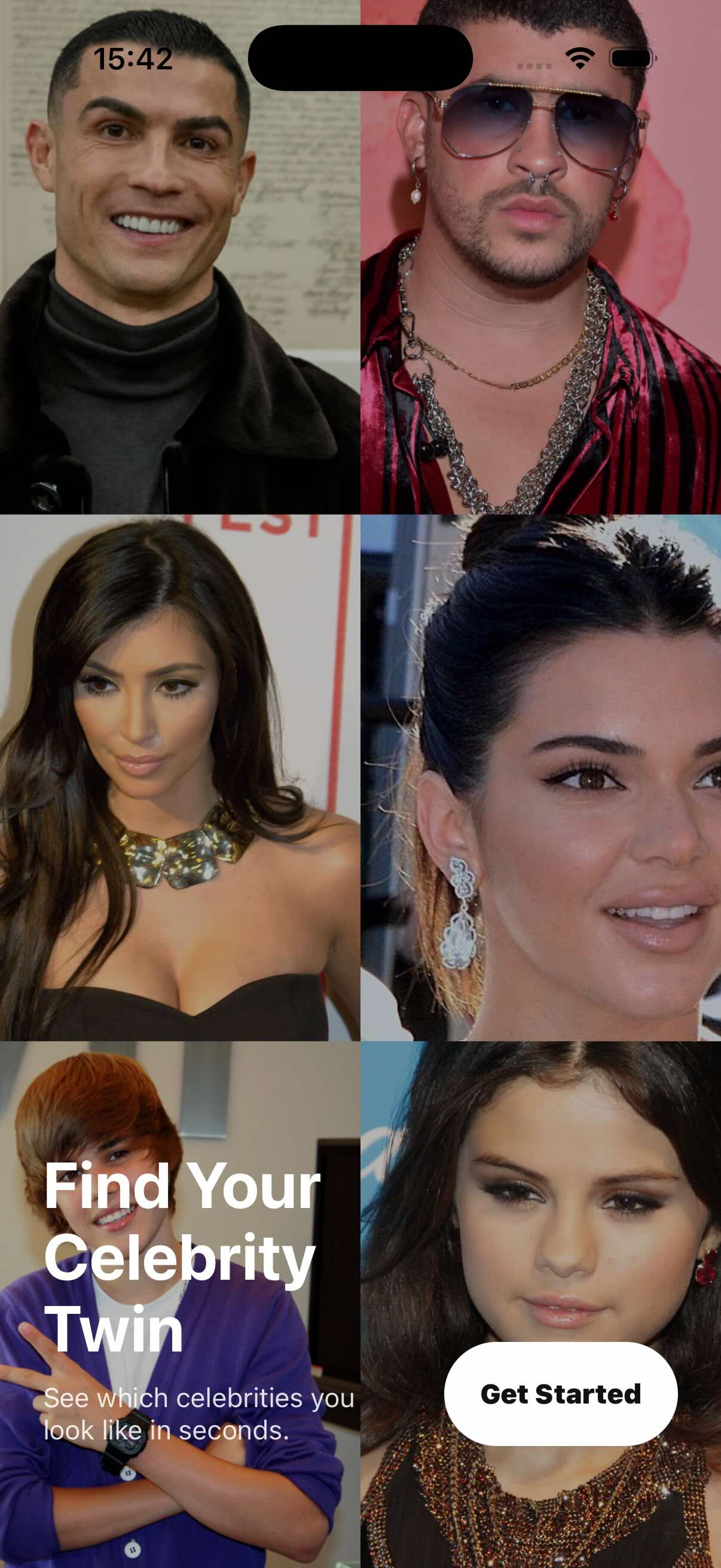 Twinly screen showing additional celebrity matches